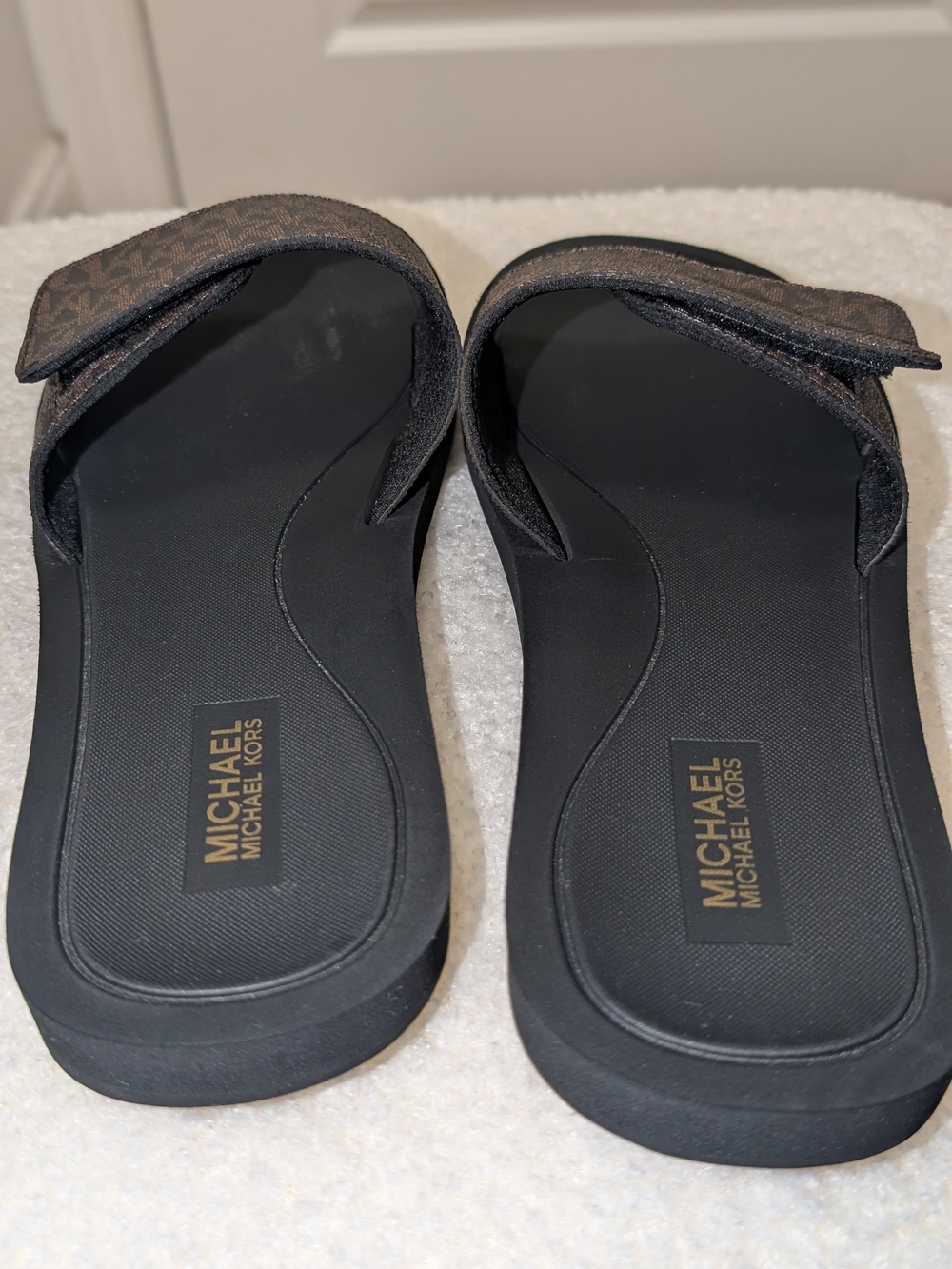 Michael Kors Palmer Signature Logo Slide Sandals Brown Monogram Size 8M - Picture 3 of 6
